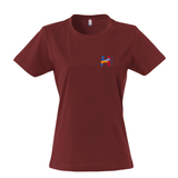 Clique BASIC T- Damen - nur Brustlogo -  burgundy - bunt - Humboldtschule Leipzig