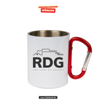 CT Edelstahl-Tasse mit Karabiner Trek - weiß - Rudolf Diesel Gymnasium in Augsburg - Schriftzug schwarz