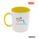 CT Tasse - gelb - Grundschule Kissing - Logo bunt