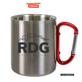 CT Edelstahl-Tasse mit Karabiner Trek - silber - Rudolf Diesel Gymnasium in Augsburg - Schriftzug schwarz