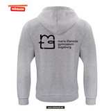 BASIC Hoody - Kinder - grau meliert - Druck beidseitig - Maria Theresia Gymnasium Augsburg