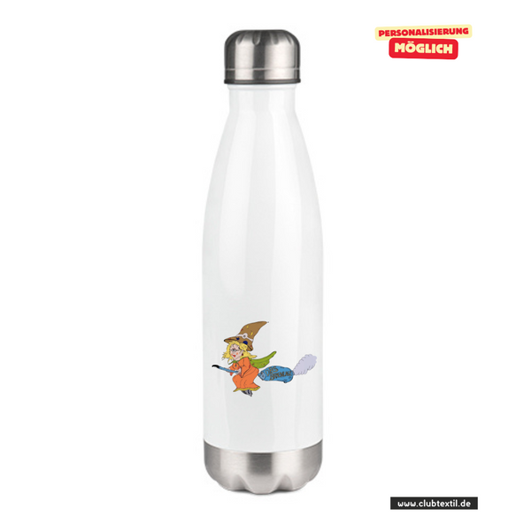 CT Thermoflasche - 500ml - weiß - Oberschule Braunlage - Logo Hexe bunt