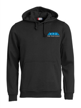 Clique BASIC Hoody - Unisex - schwarz - Druck beidseitig  - 5-Täler-Schule - zweifarbig