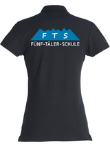 Clique BASIC Polo - Damen - schwarz - Druck beidseitig - 5-Täler-Schule - zweifarbig