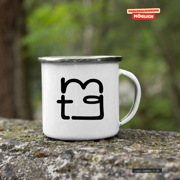 CT Emailletasse - weiß - Maria-Theresia-Gymnasium - Logo