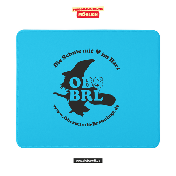 CT Mousepad - blau - Oberschule Braunlage - Logo Schatten schwarz
