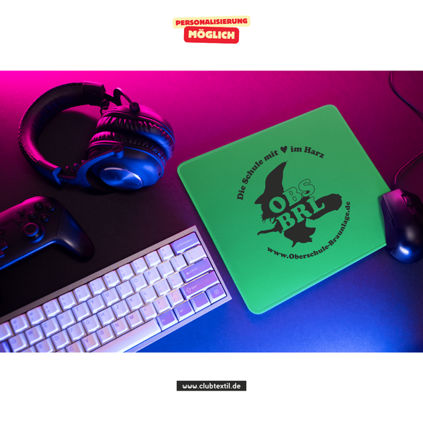 CT Mousepad - grün - Oberschule Braunlage - Logo Schatten schwarz
