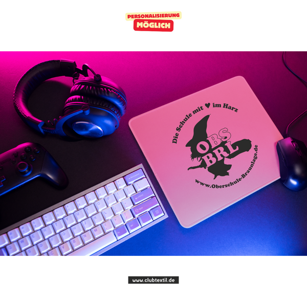 CT Mousepad - rosa - Oberschule Braunlage - Logo Schatten schwarz