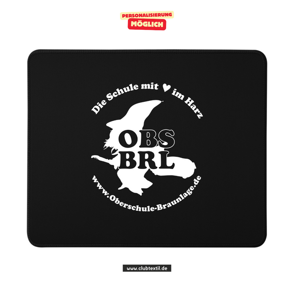 CT Mousepad - schwarz - Oberschule Braunlage - Logo Schatten weiß