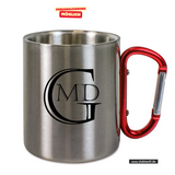 CT Edelstahl-Tasse mit Karabiner Trek - silber - Marion-Dönhoff-Gymnasium - Logo schwarz