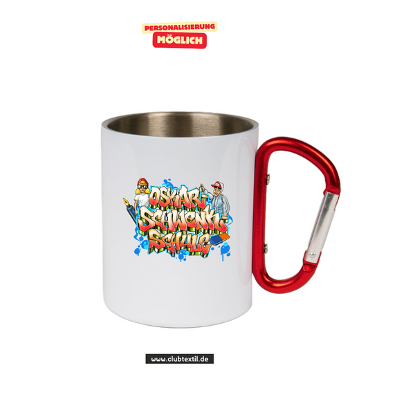 CT Edelstahl-Tasse mit Karabiner Trek - weiß - Oskar-Schwenk-Schule