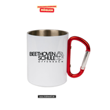 CT Edelstahl-Tasse mit Karabiner Trek - weiß - Beethovenschule Offenbach - Logo