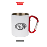 CT Edelstahl-Tasse mit Karabiner Trek - weiß - Mannheim Feudenheim Gymnasium - Logo Schriftzug