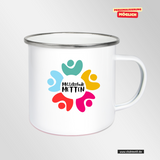 CT Emailletasse - weiß - Mittelschule Metten - Logo farbig