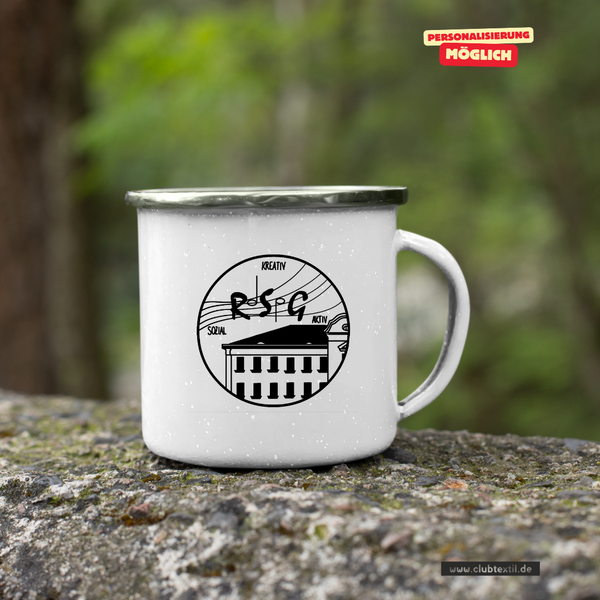CT Emailletasse - weiß - Robert Schumann Gymnasium Leipzig - Logo