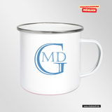CT Emailletasse - weiß - Marion-Dönhoff-Gymnasium - Logo blau