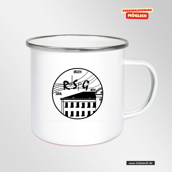 CT Emailletasse - weiß - Robert Schumann Gymnasium Leipzig - Logo