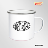 CT Emailletasse - weiß - Mannheim Feudenheim Gymnasium - Logo Schriftzug