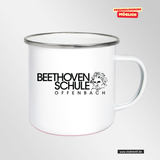 CT Emailletasse - weiß - Beethovenschule Offenbach - Logo