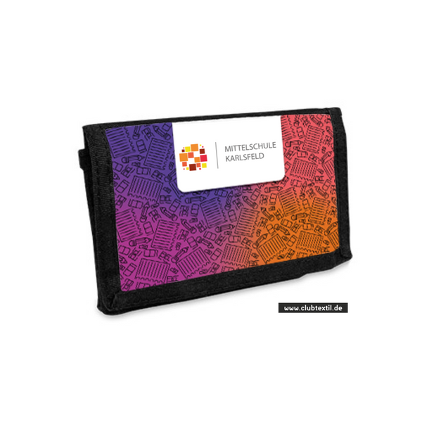 CT Geldbörse - rosa - Mittelschule Karlsfeld - Logo bunt