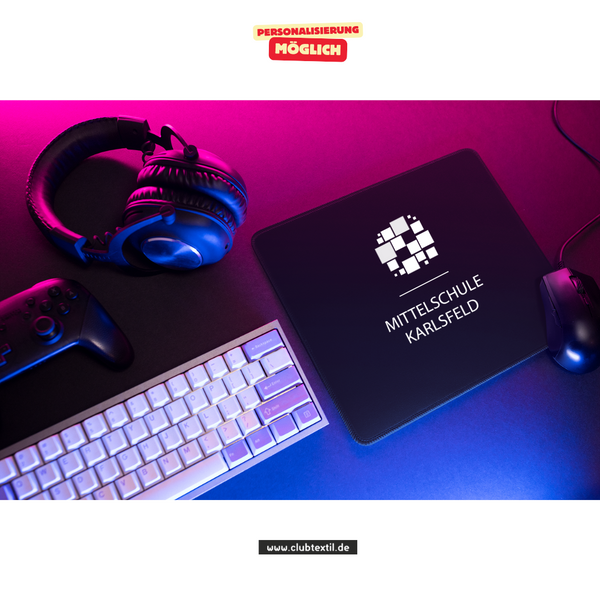 CT Mousepad - schwarz - Mittelschule Karlsfeld - Logo weiß