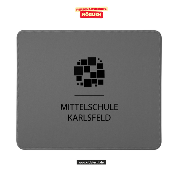 CT Mousepad - grau - Mittelschule Karlsfeld - Logo schwarz