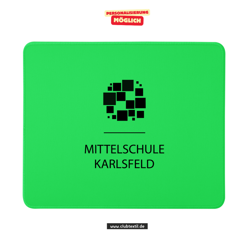CT Mousepad - grün - Mittelschule Karlsfeld - Logo schwarz
