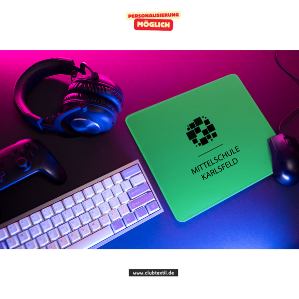 CT Mousepad - grün - Mittelschule Karlsfeld - Logo schwarz