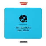 CT Mousepad - blau - Mittelschule Karlsfeld - Logo schwarz