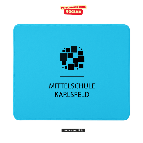 CT Mousepad - blau - Mittelschule Karlsfeld - Logo schwarz