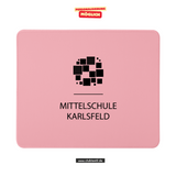 CT Mousepad - rosa - Mittelschule Karlsfeld - Logo schwarz