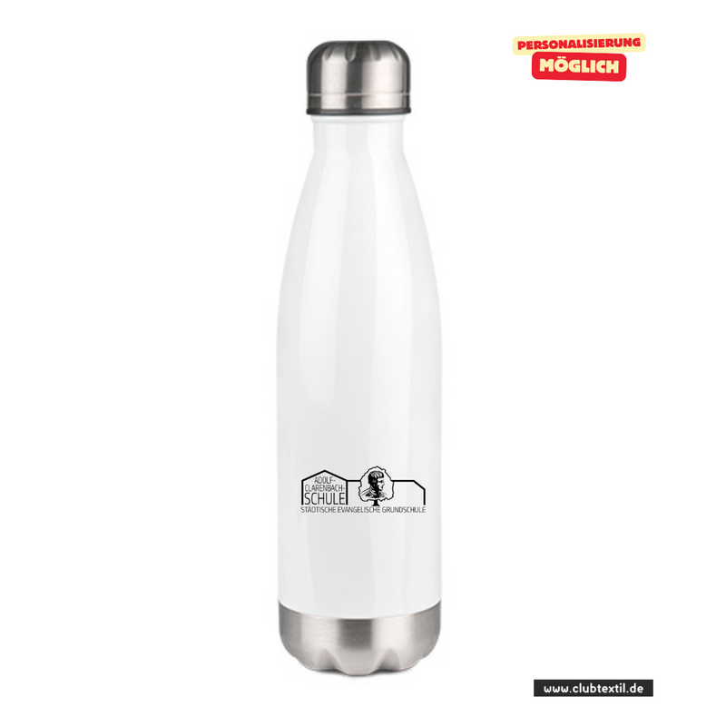 CT Thermoflasche - 500ml - weiß - Adolf-Clarenbach Schule Neuss - Logo