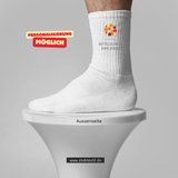 CT Tennissocken - weiß/weiß/bunt - Mittelschule Karlsfeld - Logo bunt