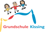 CT Emailletasse - weiß - Grundschule Kissing - Logo bunt