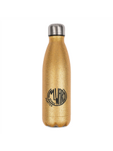 CT Glitzer-Thermoflasche - 500ml - gold - Maria-Ward-Schule - Logo schwarz