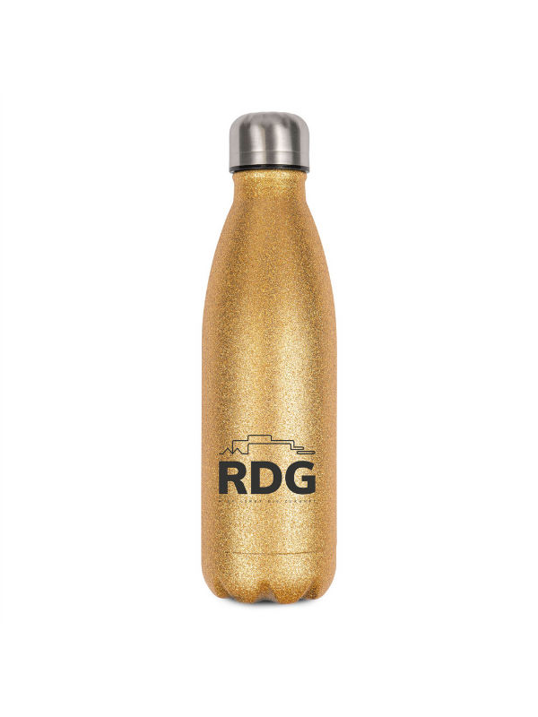 CT Glitzer-Thermoflasche - 500ml - gold - Rudolf Diesel Gymnasium Augsburg - Schriftzug